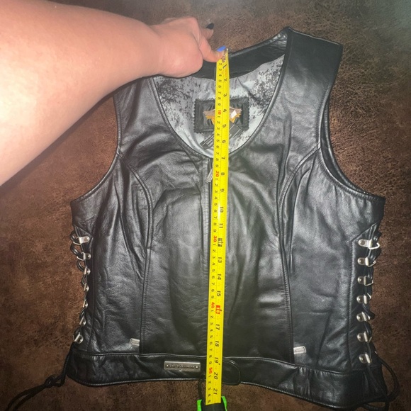 Harley-Davidson RN 103819 vintage Black Leather Women's vest M - Picture 4 of 11